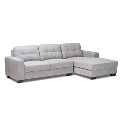 Baxton Studio Langley Modern and Contemporary Light Grey Fabric Upholstered Sectional Sofa with Right Facing Chaise